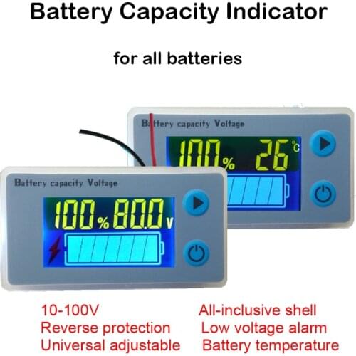 48V 60V 72V Lead Acid Battery Capacity Indicator Power LCD Display Temperature Sensor Alarm Lithium Lead-acid Tester JS-C33