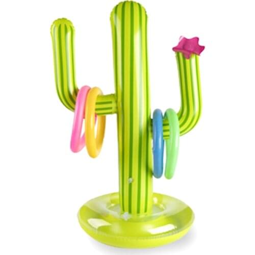 Outdoor Inflatable Cactus Toy Swimming Pool Accessories Throwing Circle Game Set Water Toy Beach Party Children Puzzle Ring Gift