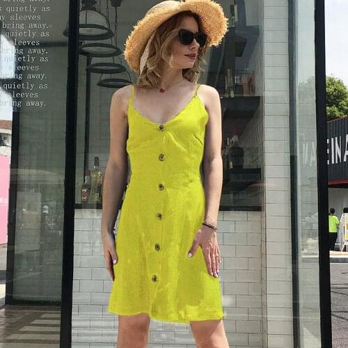 Vintage Casual Sundress Female Beach Dress Midi Button Backless Women Party Dress Summer Boho Solid Sexy Dresses Dropshipping