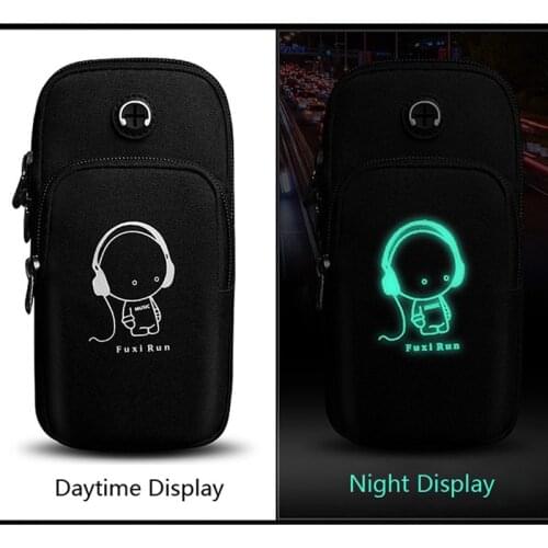 Waterproof Sports Mobile Phone Arm Bag Luminous Cartoon Running Cell Phone Wrist Bag Breathable Fitness Card Holder Phone Pouch