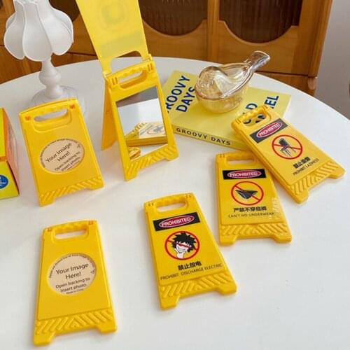 Funny Portable Folding Makeup Mirror Decoration Cute Mirror Decorative Creative Mini Desktop Prompt Card