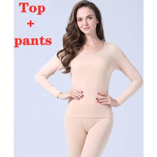 Women Thermal Underwear Sets Warm Casual Underwear Cotton Long Johns Sets Female Thermal Pajamas For 90kg