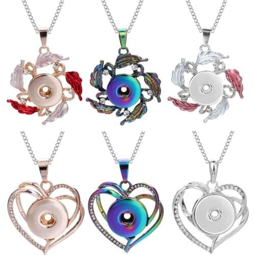 Snap Necklace Jewelry Vintage Flower 18mm Snap Button Necklace for Women Snap Necklace Charms Accessories