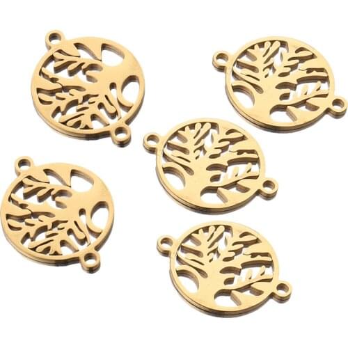 10pcs Lot Stainless Steel Mix Life Tree Charms Fit Bracelet Earrings Necklace for DIY Handmade Jewelry Making Supplies Wholesale