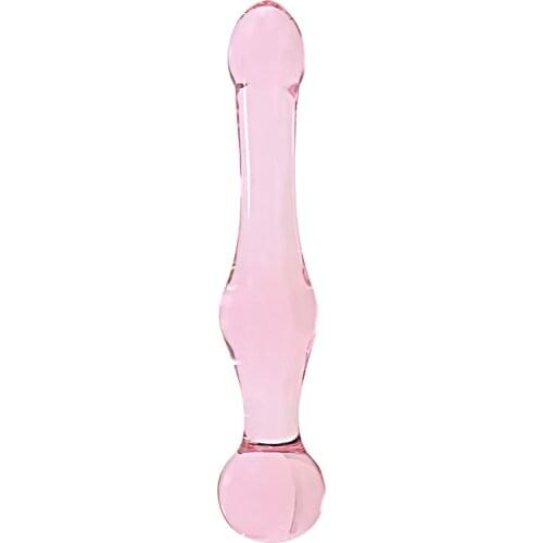 19cm glass phallus male and female backcourt stimulator sex toy husband and wife passion tool crystal massage stick pull bead ad
