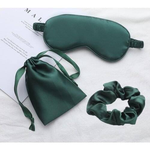3PCS/Set Satin Eyemask Sleep Eye Cover Mask Imitation Silk Women Hair Tie For Wedding Gifts