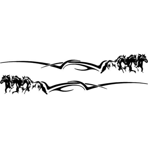 35*4.7CM 2PCS Cool Horse Pattern Car Door Decorative Decal Stylish Car Sticker Accessories Black/Silver S1-2080