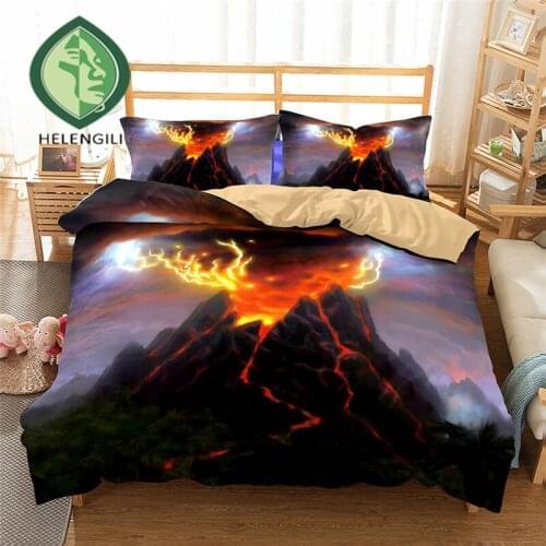 HELENGILI 3D Bedding Set Volcano Print Duvet cover set lifelike bedclothes with pillowcase bed set home Textiles #3-04