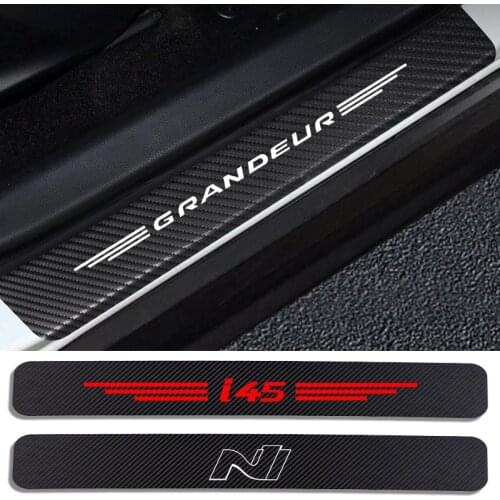 4pcs Car Styling Carbon Fiber Car Door Sill Protector Sticker Decal For HYUNDAI Palisade NEXO Nline MATRIX KONA ix55 IONIQ i45