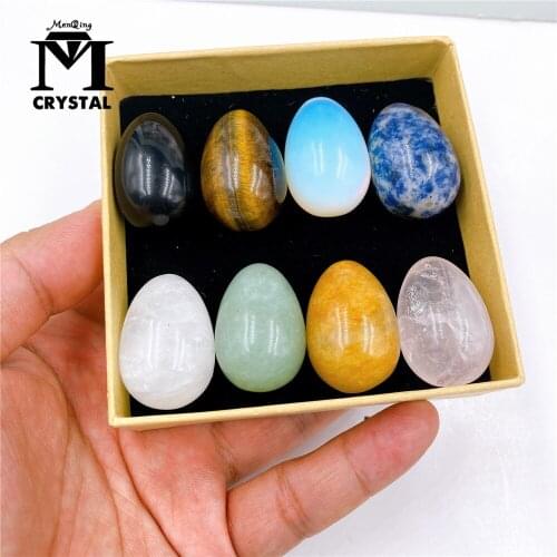 8PCS Natural Crystal Egg Decoration Healing Quartz Stone Home Decoration Energy Stone Mineral Specimen Reiki Gem Yoga