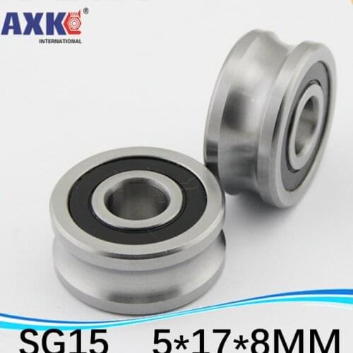 Free shipping 20 PCS SG15 2RS U Groove pulley ball bearings 5*17*8*9.75 mm Track guide roller bearing SG5RS V17