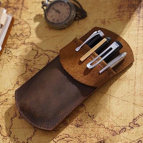 Pen Case Leather Pencil Case Personality Retro Creative Stationery Storage Cover