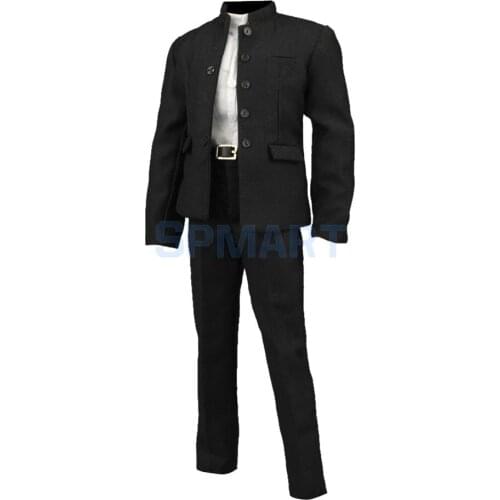 1/6 Scale Black Chinese Tunic Suit Coat Pants Shirt & Belt Set for 12'' Enterbay TTL SS Male Figure Body