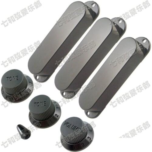 Black Electric guitar Switch Knob Tip & Speed Control Knob & Sealed Closed style Single coil Pickup Covers