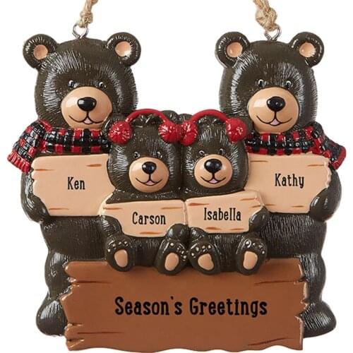 Christmas Tree Pendant Personalized Diy Name Bear Christmas Wind Chimes Wooden Pendant New Year Home Decoration Navaid Gift