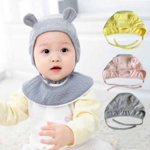 Newborn Baby Hat Winter Bonnet Infant Baby Cap Solid Kids Hats With Ears and Bands 0-6M 11