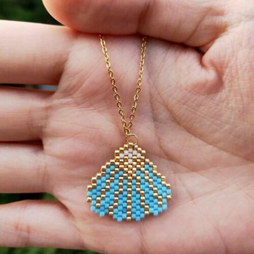 FAIRYWOO Bohemia Beach Blue Shell Necklace Handmade Luck Jewelry Simple Collier Choker For Woman Lover Friendship Gift In Summer