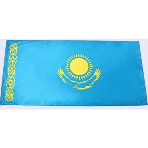 Flagnshow 100x200cm Flag of Kazakhstan KZ National Flags Banner 110g Knitted Polyester One Piece Flag for Decoration