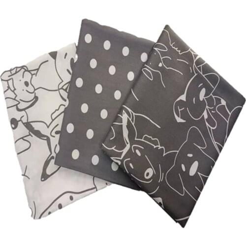 DIY Patchwork Cotton Fabric Baby Childrens Cotton Fabric Household Sewing Supply for Background Curtain Sheets Prints Dog& Dot