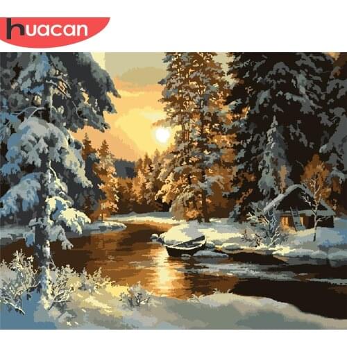 HUACAN Paint By Number Forest Hand Painted Painting Art Drawing On Canvas Gift DIY Pictures By Numbers Landscape Kits Home Decor