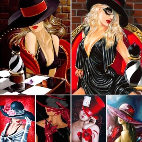 5D DIY Diamond Painting Cartoon Woman Kit Full Drill Square Embroidery Portrait Mosaic Art Picture With Rhinestones Home Decor