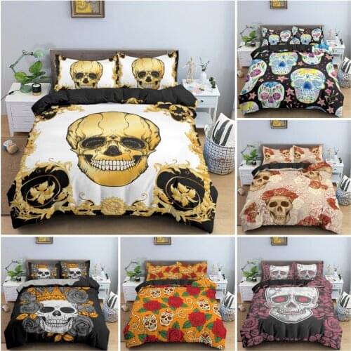 3D Skull Pattern Bedding Set Soft Cozy Duvet Cover Set Terrorist Style Quit / Comforter Covers King Twin Single Size Bedclothes