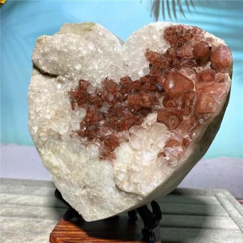 Red Crystal Natural Stone Decor Cluster Specimen Heart Healing Gems Ram Minerals Feng Shui Geode Druzy Aesthetic Room Decoration