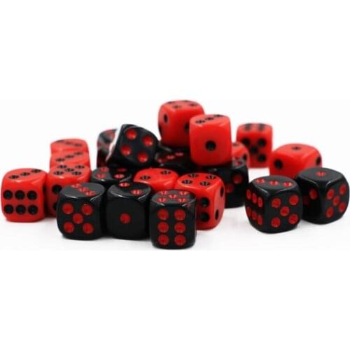 24pcs/set 16mm Dice Round Corner Point Dice RPG Gambling Games Cube Party Board Game Black Red With Velvet Bag X3UA
