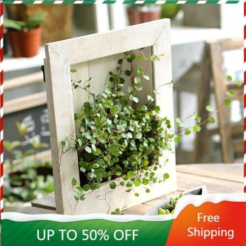 Square Plant Pot Set Hang Large Pastoral Plant Basket Wooden Desk Shabby Chic Wall Levitation Cactus Macetero Flowerpot ZZ50HP