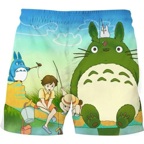 Summer boy Beach Short Breathable Quick Dry Humor Anime Manga Casual Totoros Lovely Cat Pants Oversized t-shirt clothes for teen