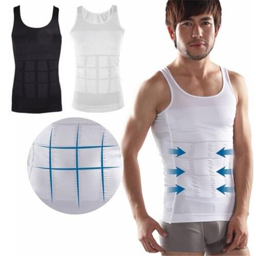 Mens Tank Tops Slimming Sleeveless Undershirt Homme Shirt Bodybuilding Vest Mens Singlet Slim Body Shaper Waist Cincher Corset