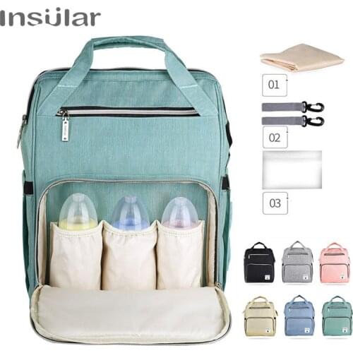 Insular Multi-function Waterproof Backpack Women Mummy Nursing Bag Baby Nappy Diaper Bag Stroller Bag Bottle Insulation Backpack