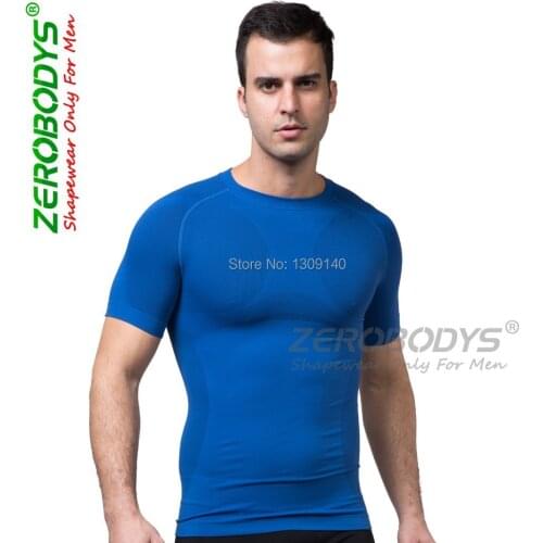 Men compression t shirt slimming body shaper shapewear clothes fitness shirt scuplt muscle tummy girdle top underwear B391