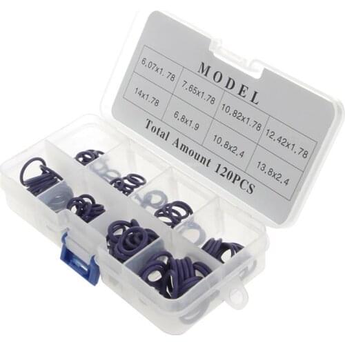 120Pcs HNBR Car Air Conditioning Rubber Washer O Ring Seal Assortment Set