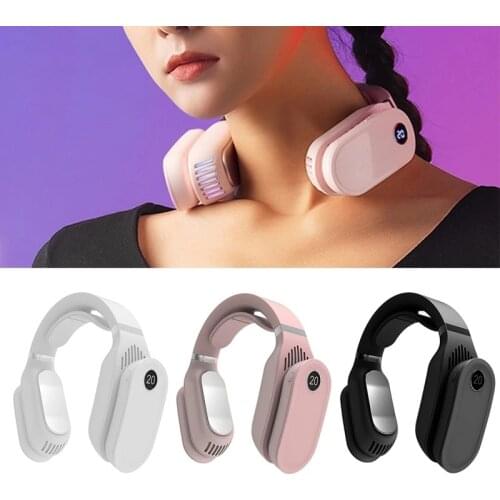 Portable Hanging Neck Fan Cooling Heater Heating Air Conditioner Wearable Neck Massager