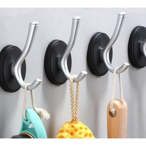 Space Aluminum Coat Hook Key Hook Free Punch Kitchen Bedroom Storage Hook Multifunctional Household Hook Simple Wall Hook