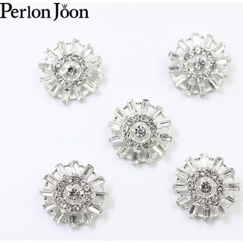 20pcs 20mm Silver metal round rhinestone buttons suitable for ladies fashion sweater coat small dress clothing accessories NK068
