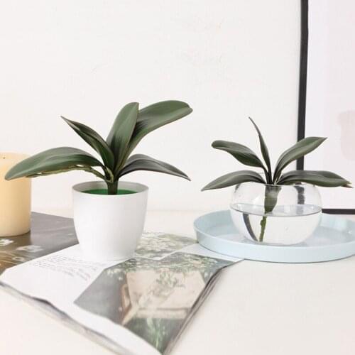 Real Touch Butterfly Orchid Leaf Green Small Tree Plants Fake Flowers Potted Ornaments For Home Garden Decor Party Hotel Decor