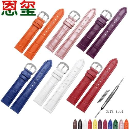 Cow Leather Watchband 12 13 14 15 16 17 18 19 20 21 22mm Black White Red Bracelet Suitable For Casio Tissot CK DW accessories