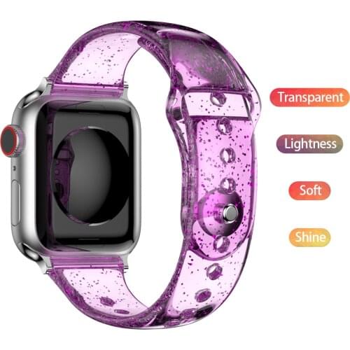New Glitter Silicone Strap for Apple Watch 6 5 4 SE 40mm 44mm Replace Band iWatch Series 3 2 1 38mm 42mm Accessories