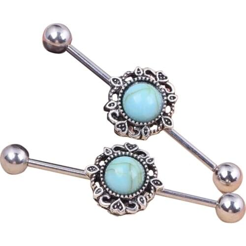 SaYao 1 piece Stainless Steel 1.6x38x6mm Round Heart Love Long Industrial Barbell Ear Body Piercing Jewelry Gift