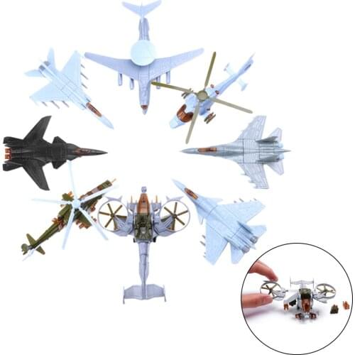 8pcs/set Assembly DIY Plastic Airplane Display Model Collection Fighter Plane Toy for Kids