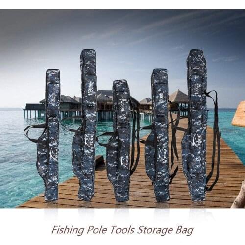 Foldable Fishing Bag Canvas Oxford Cloth Fish Pole Tools Storage Bags Portable 2/3 Layer Fishing Rod Bag