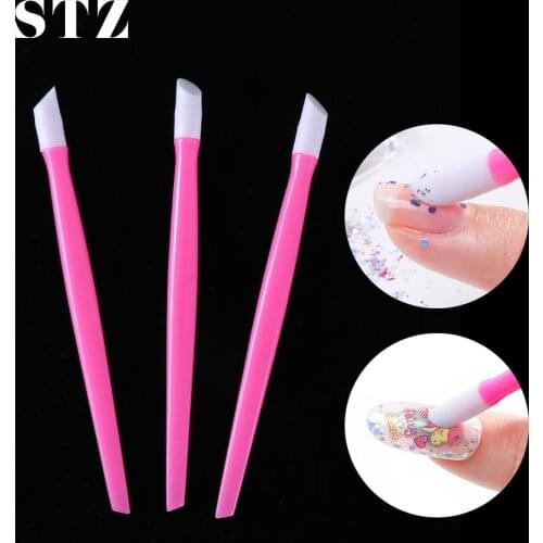 STZ 3pcs Plastic Rubber Nail Cuticle Pusher Pressure Pen for Nail Sticker Glitter Polishing Stick Manicure Nail Care Tool NC370