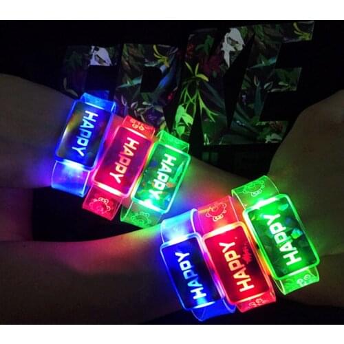 Luminous Watch Bracelet Toys Kids Happy Wristband Glow Luminous Wrist Band Party Children Birthday Gifts LED Lights Watch Toys