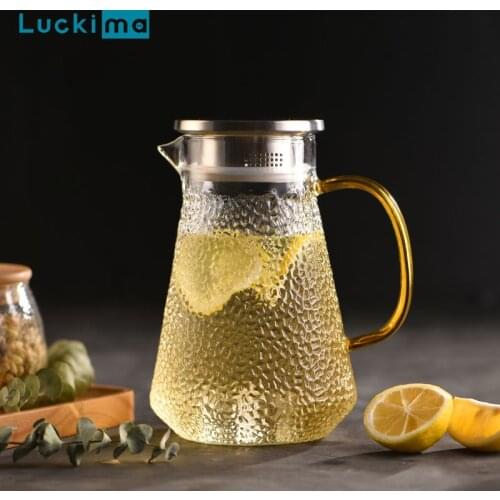 0.6/1.2L Transparent Glass Teapot Hot Cold Water Jug Kettle Heat-resistant Coffee Pot 2 Shapes Water Bottle Suitable for Heating