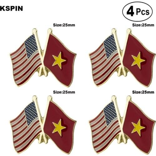 U.S.A.& Vietnam Friendship Flag Pin Lapel Pin Badge Brooch Icons 4pcs