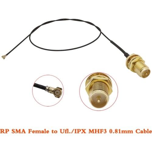 1Pcs RP SMA Female to IPX UFL MHF3 0.81MM Cable Pigtail Jumper Connector IPX MHF3 to RP SMA Jack Bulkhead for PCI WiFi Antenna