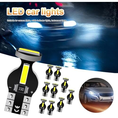 10Pcs White Extremely Bright Canbus Error Free Xenon White LED Lamp Wedge Light Bulb T10 Led Light 501 194 W5W 7020 3SMD