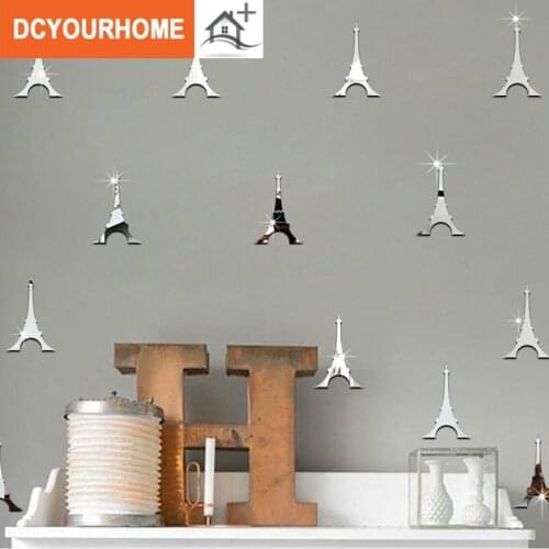 12pcs/lot Paris Tower Acrylic Wall Stickers Childrens Living Room Decoration